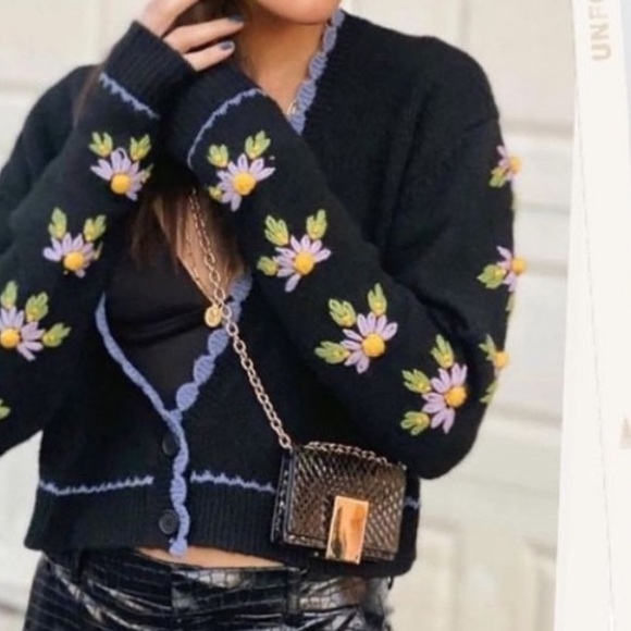 Zara Embroidered Knit Cardigan - Picture 5 of 6